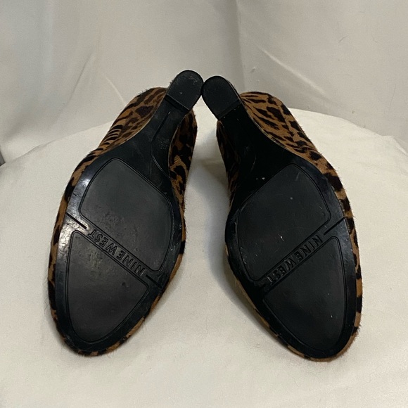 Nine West Leopard Wedges Cow Hide Fur - Picture 4 of 9